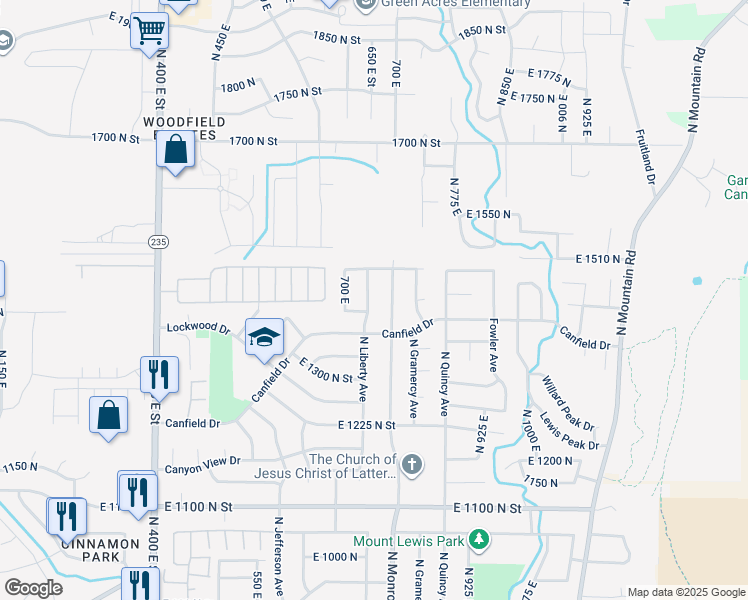 map of restaurants, bars, coffee shops, grocery stores, and more near 1434 North Liberty Avenue in Ogden