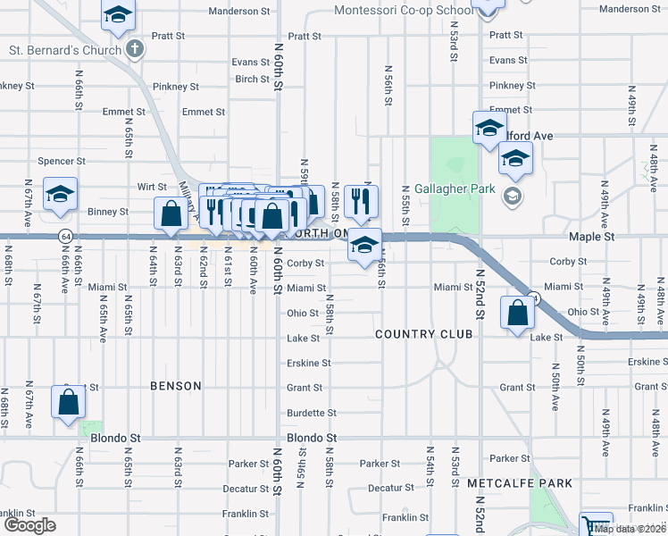 map of restaurants, bars, coffee shops, grocery stores, and more near 5719 Nebraska 64 in Omaha