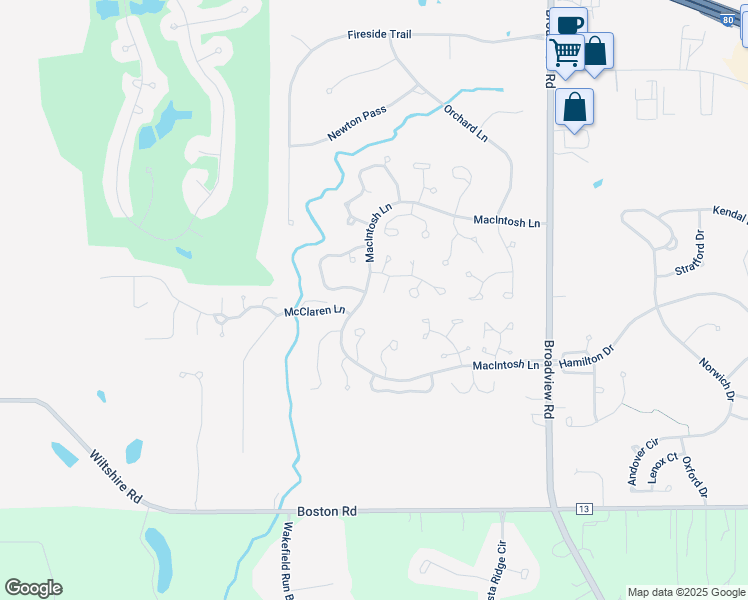 map of restaurants, bars, coffee shops, grocery stores, and more near 2460 Winesap Drive in Broadview Heights