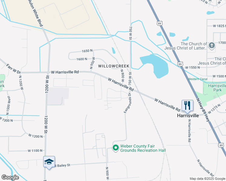 map of restaurants, bars, coffee shops, grocery stores, and more near 852 West 1340 North in Ogden