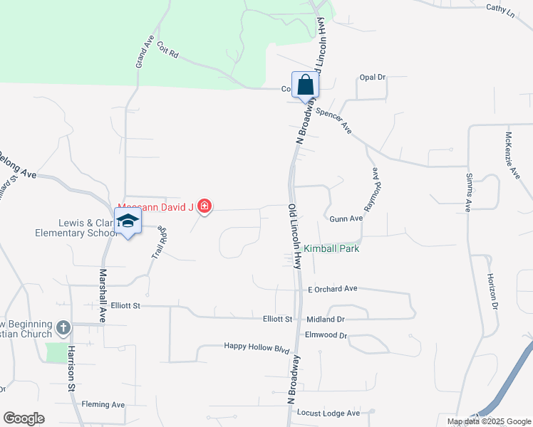 map of restaurants, bars, coffee shops, grocery stores, and more near 48 Sylvan Drive in Council Bluffs