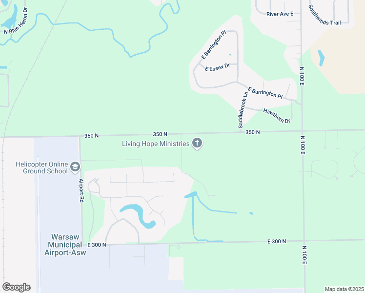 map of restaurants, bars, coffee shops, grocery stores, and more near 497 East 350 North in Warsaw