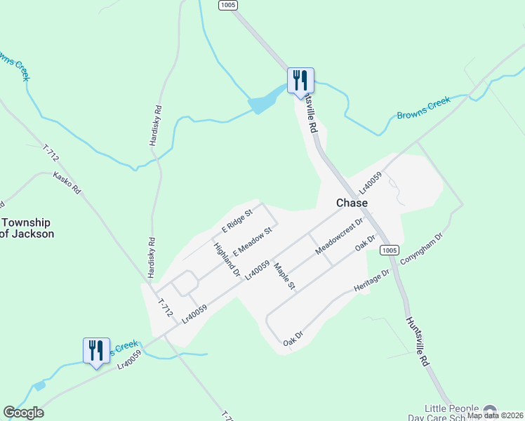 map of restaurants, bars, coffee shops, grocery stores, and more near 159 East Ridge Street in Luzerne