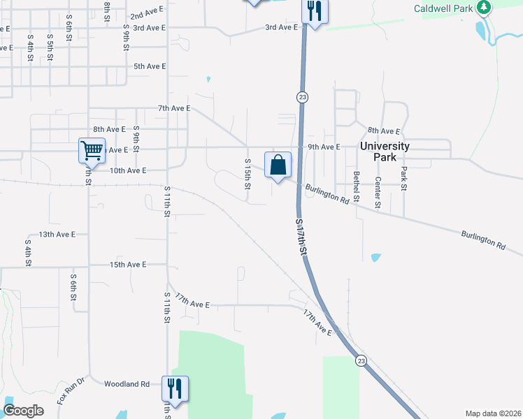 map of restaurants, bars, coffee shops, grocery stores, and more near 1600-1698 Clay Ct in Oskaloosa