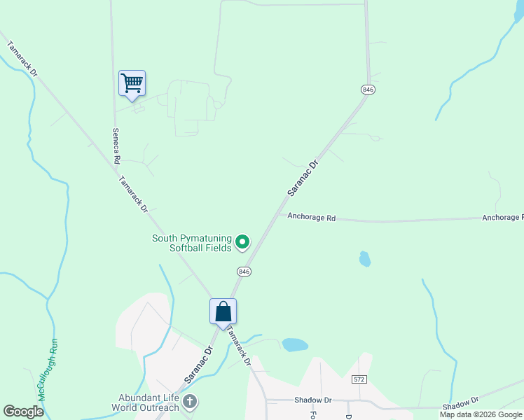 map of restaurants, bars, coffee shops, grocery stores, and more near 3661 Saranac Drive in Sharpsville