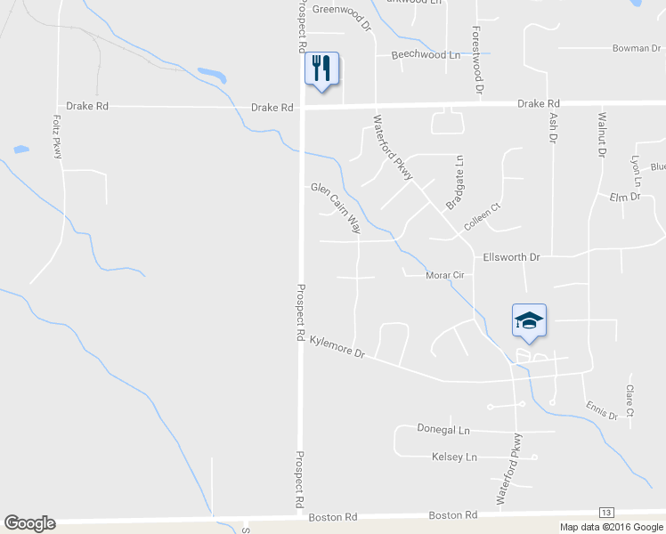 map of restaurants, bars, coffee shops, grocery stores, and more near 20940 Belhaven Place in Strongsville