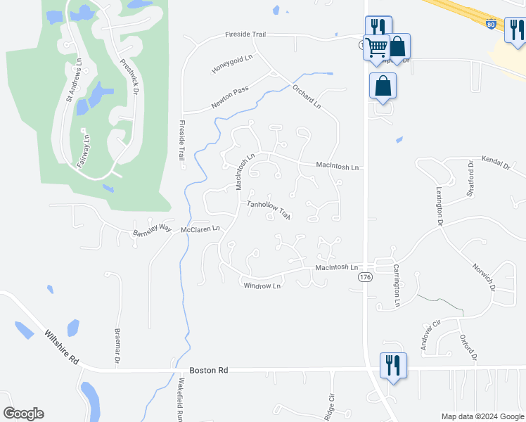 map of restaurants, bars, coffee shops, grocery stores, and more near 1835 Hickory Lane in Broadview Heights