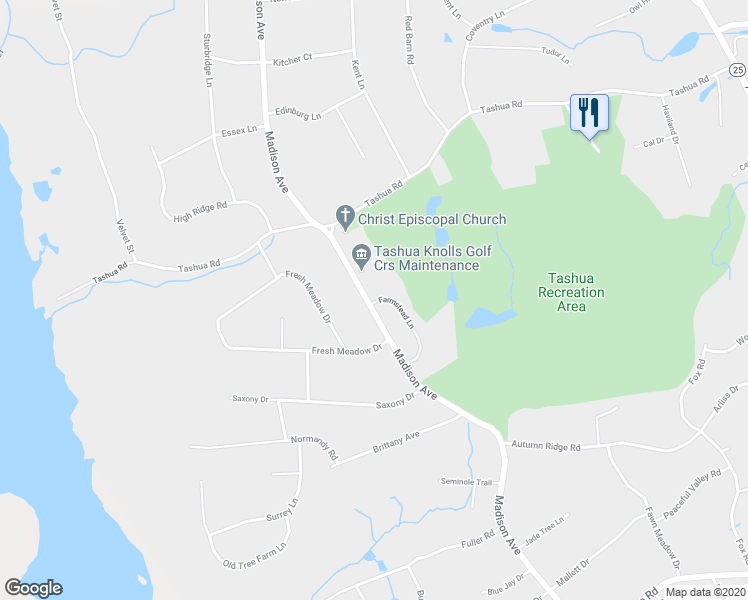 map of restaurants, bars, coffee shops, grocery stores, and more near 48 Farmstead Lane in Trumbull