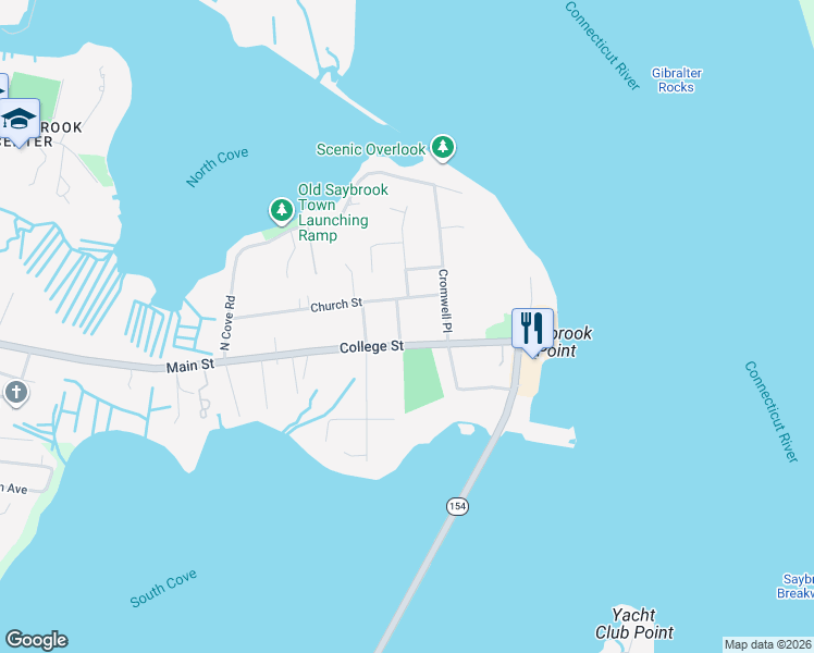 map of restaurants, bars, coffee shops, grocery stores, and more near 6 Ward Place in Old Saybrook