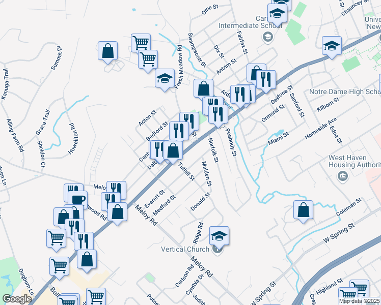 map of restaurants, bars, coffee shops, grocery stores, and more near 950 Boston Post Road in West Haven