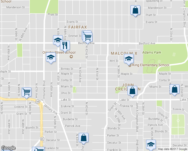 map of restaurants, bars, coffee shops, grocery stores, and more near 4109 Maple Street in Omaha