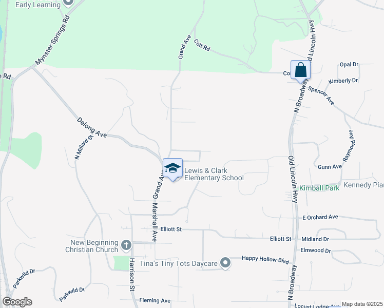 map of restaurants, bars, coffee shops, grocery stores, and more near 421 North Sierra Drive in Council Bluffs