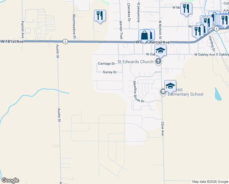 map of restaurants, bars, coffee shops, grocery stores, and more near 735 Coach Light Lane in Lowell