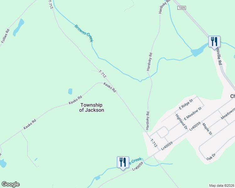 map of restaurants, bars, coffee shops, grocery stores, and more near 2 Kasko Road in Shavertown