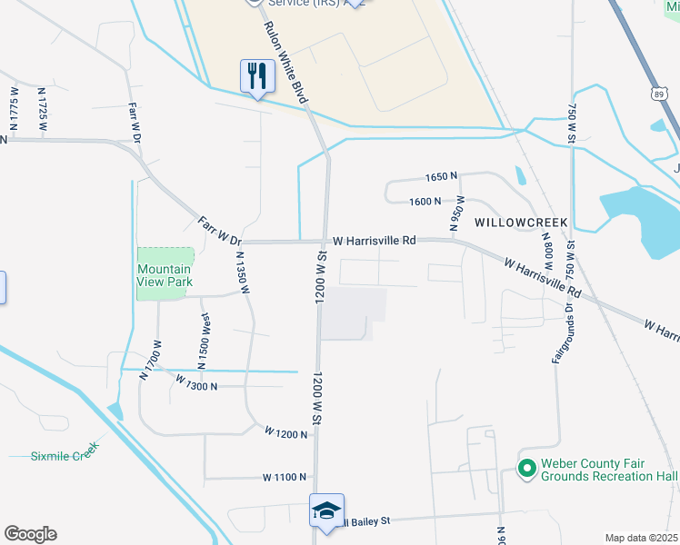 map of restaurants, bars, coffee shops, grocery stores, and more near 1498 North 1140 West Street in Ogden