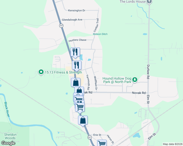 map of restaurants, bars, coffee shops, grocery stores, and more near 1036 Wellfleet Drive in Grafton