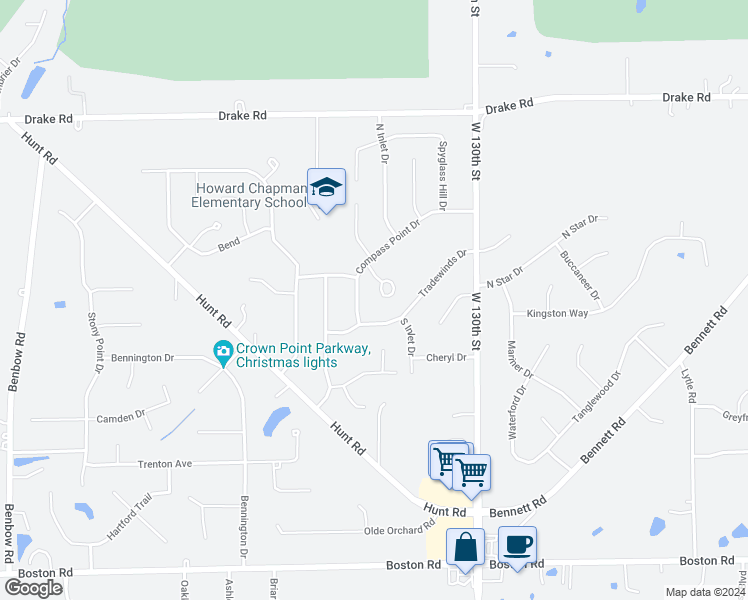 map of restaurants, bars, coffee shops, grocery stores, and more near 18608 Buccaneer Creek Lane in Strongsville