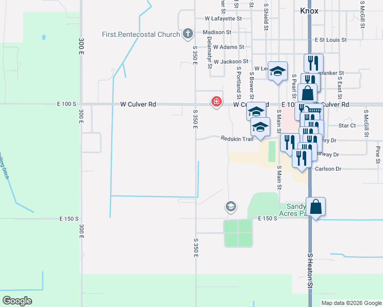 map of restaurants, bars, coffee shops, grocery stores, and more near 1133-1397 South Roosevelt Road in Knox