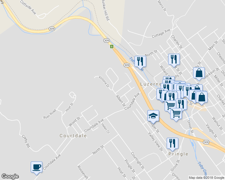 map of restaurants, bars, coffee shops, grocery stores, and more near 553 Victoria Drive in Kingston