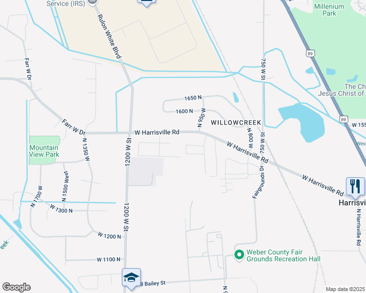 map of restaurants, bars, coffee shops, grocery stores, and more near 1393 North 975 West in Ogden