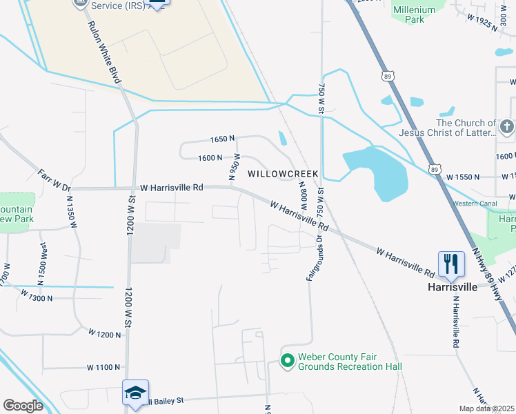 map of restaurants, bars, coffee shops, grocery stores, and more near 1502 North 900 West in Ogden