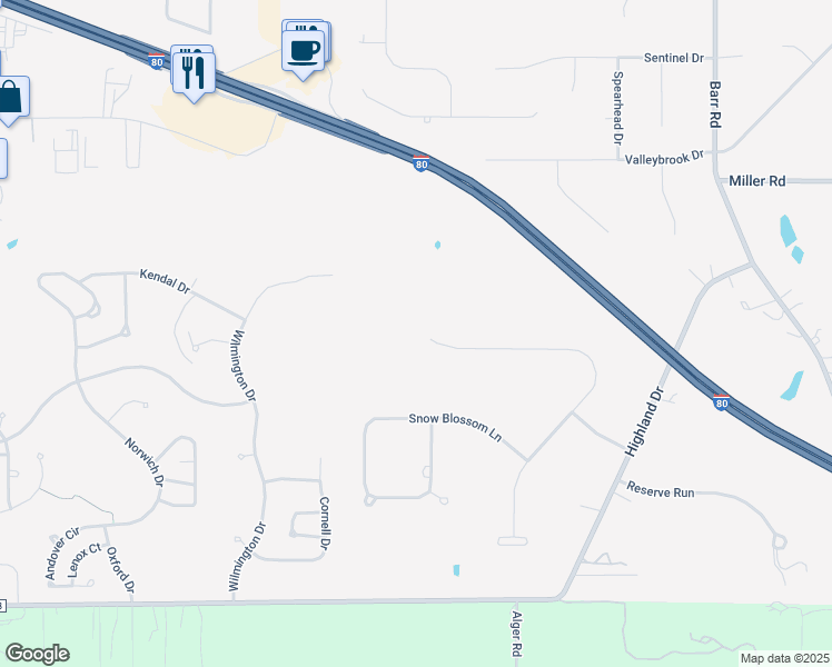map of restaurants, bars, coffee shops, grocery stores, and more near 6484 Summer Wind Drive in Brecksville