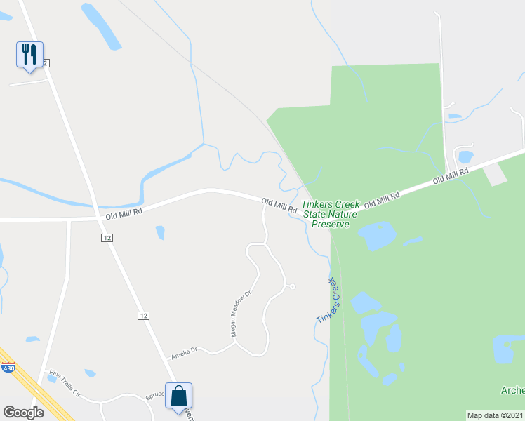 map of restaurants, bars, coffee shops, grocery stores, and more near 3287 vitale ct in Hudson