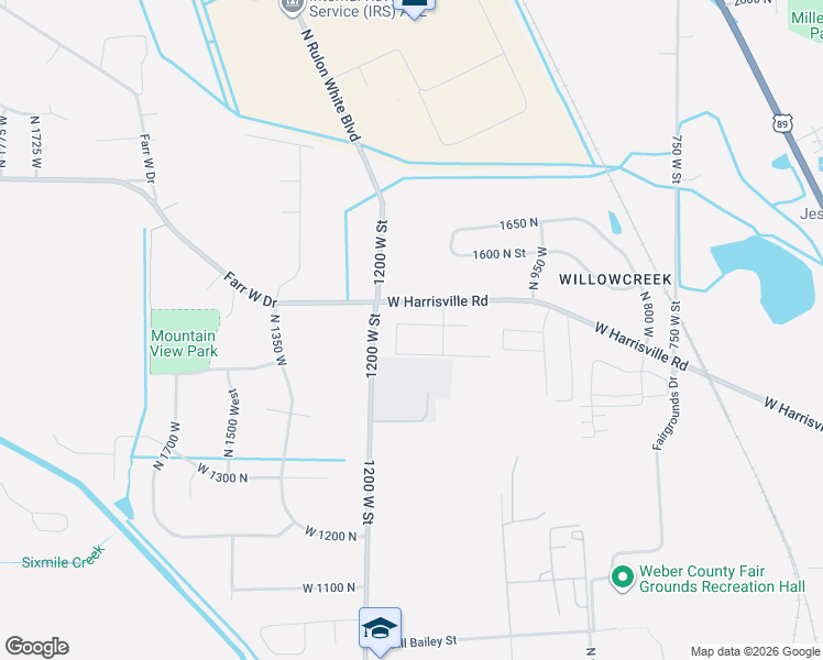 map of restaurants, bars, coffee shops, grocery stores, and more near 1121 West 1520 North in Ogden