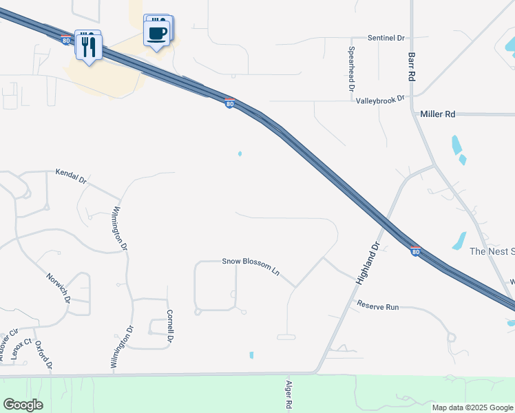 map of restaurants, bars, coffee shops, grocery stores, and more near 6484 Summer Wind Drive in Brecksville