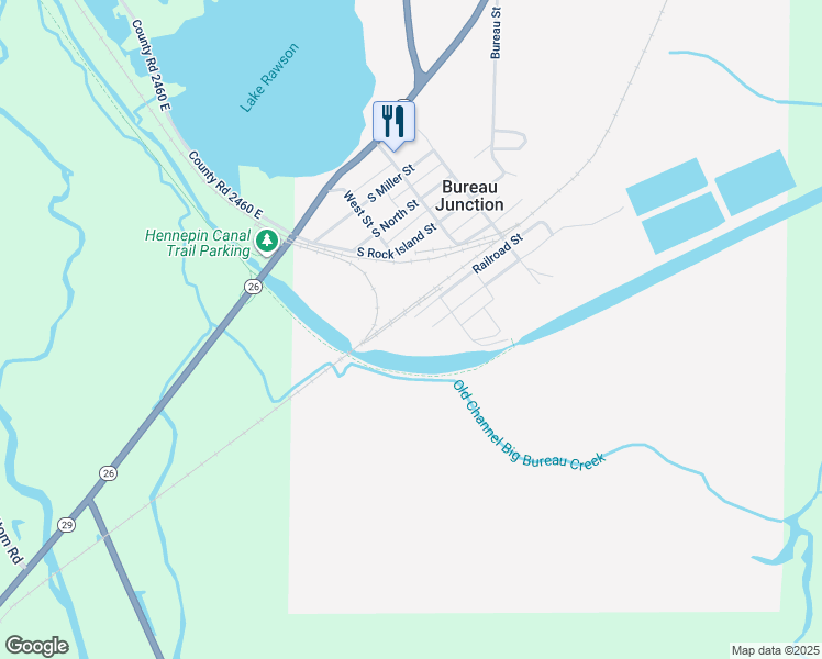 map of restaurants, bars, coffee shops, grocery stores, and more near 217 Peoria Street in Bureau Junction