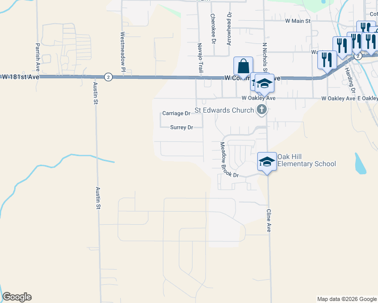 map of restaurants, bars, coffee shops, grocery stores, and more near 735 Coach Light Ln in Lowell
