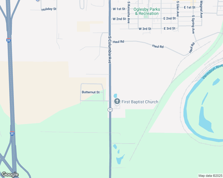 map of restaurants, bars, coffee shops, grocery stores, and more near 1060 South Columbia Avenue in Oglesby