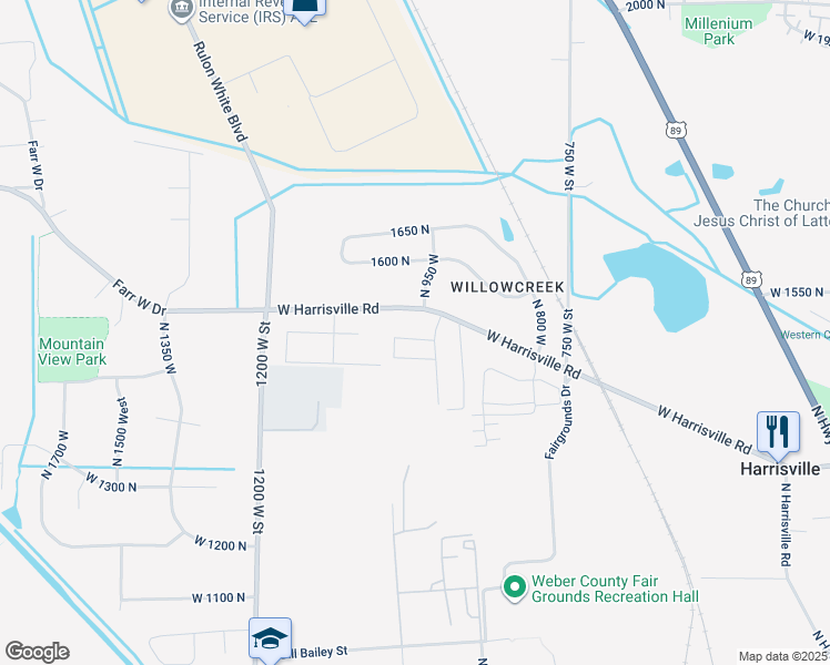 map of restaurants, bars, coffee shops, grocery stores, and more near 948 West 1400 North in Ogden