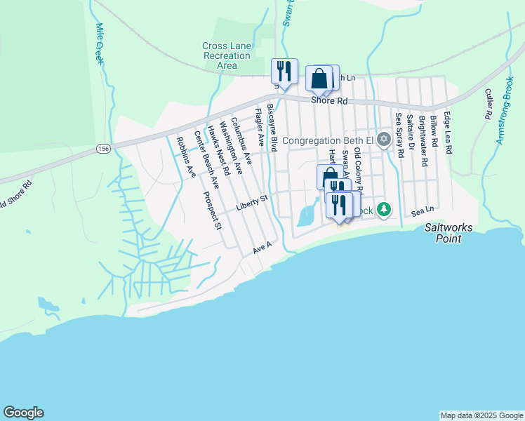 map of restaurants, bars, coffee shops, grocery stores, and more near 48 Flagler Avenue in Old Lyme