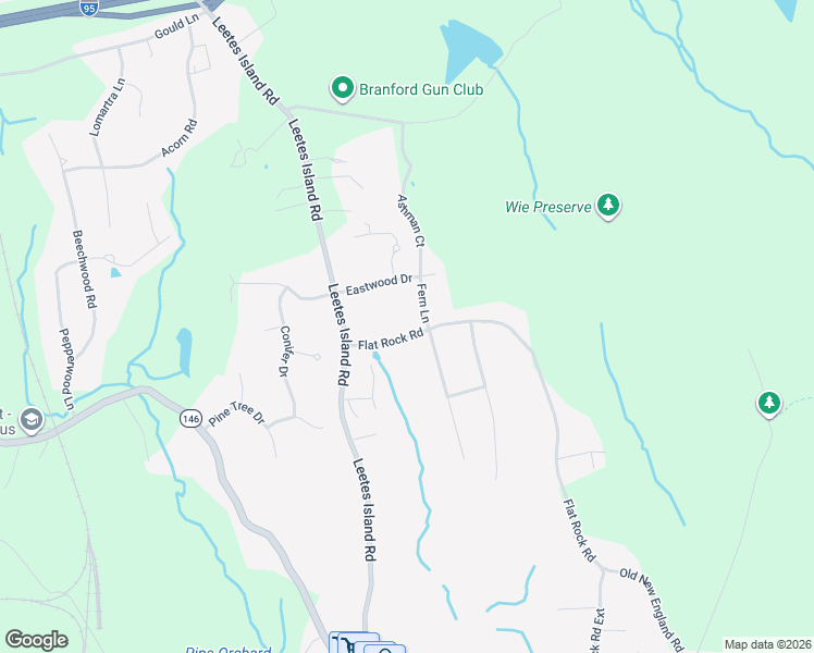 map of restaurants, bars, coffee shops, grocery stores, and more near 18 Flat Rock Road in Branford