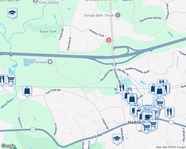 map of restaurants, bars, coffee shops, grocery stores, and more near 26 Brantwood Drive in Madison