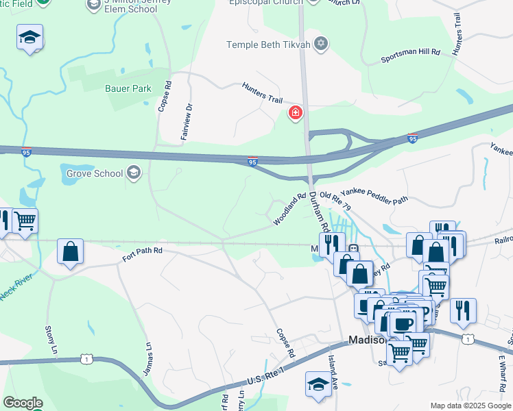 map of restaurants, bars, coffee shops, grocery stores, and more near 26 Brantwood Drive in Madison