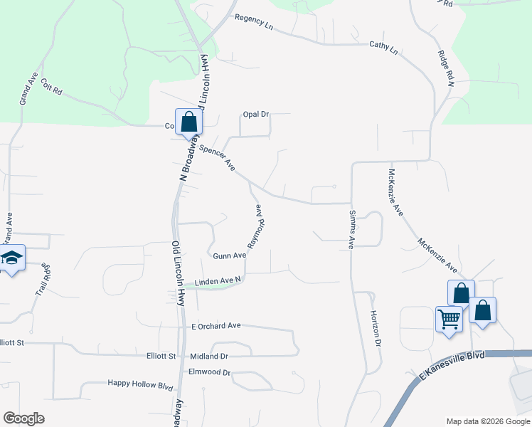 map of restaurants, bars, coffee shops, grocery stores, and more near 2439 Raymond Avenue in Council Bluffs