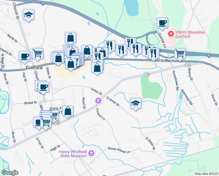 map of restaurants, bars, coffee shops, grocery stores, and more near 234 Boston Street in Guilford