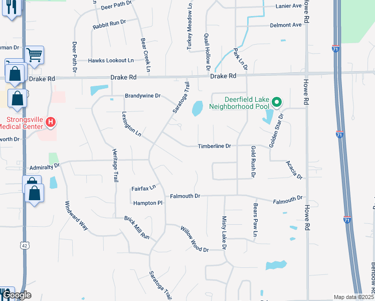 map of restaurants, bars, coffee shops, grocery stores, and more near 18268 Winchester Court in Strongsville