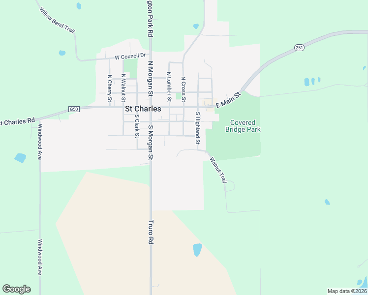 map of restaurants, bars, coffee shops, grocery stores, and more near 111 East Carpenter Street in Saint Charles