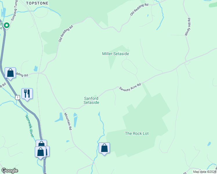 map of restaurants, bars, coffee shops, grocery stores, and more near 39 Seventy Acre Road in Redding