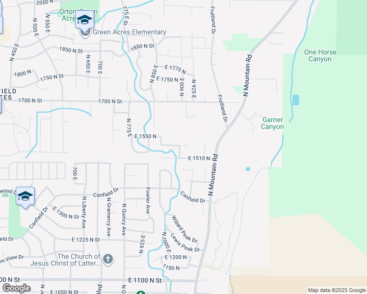 map of restaurants, bars, coffee shops, grocery stores, and more near 946 East 1525 North in Ogden