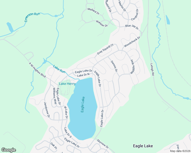 map of restaurants, bars, coffee shops, grocery stores, and more near Lake Drive North in ROARING BK TP
