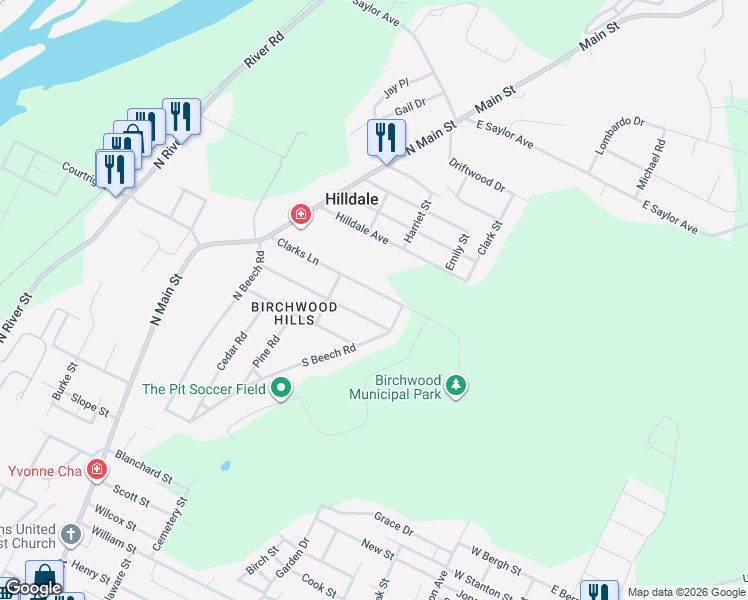 map of restaurants, bars, coffee shops, grocery stores, and more near 55 Clarks Ln in Wilkes-Barre