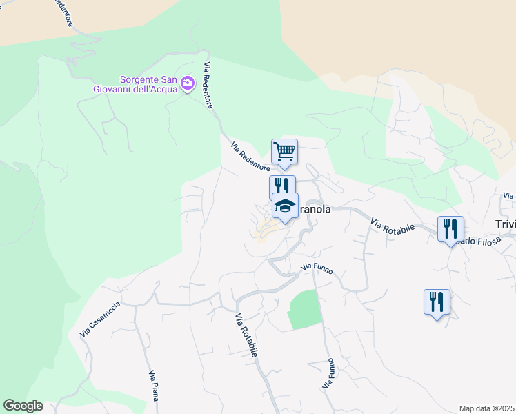 map of restaurants, bars, coffee shops, grocery stores, and more near 38 Via Sant'Antonio Abate in Maranola