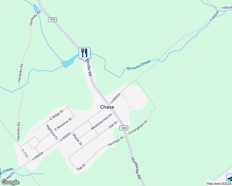 map of restaurants, bars, coffee shops, grocery stores, and more near 800-950 Chase Road in Luzerne