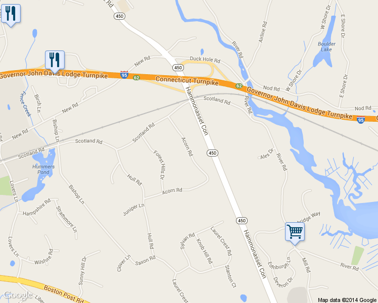 map of restaurants, bars, coffee shops, grocery stores, and more near 95 Acorn Rd in Madison