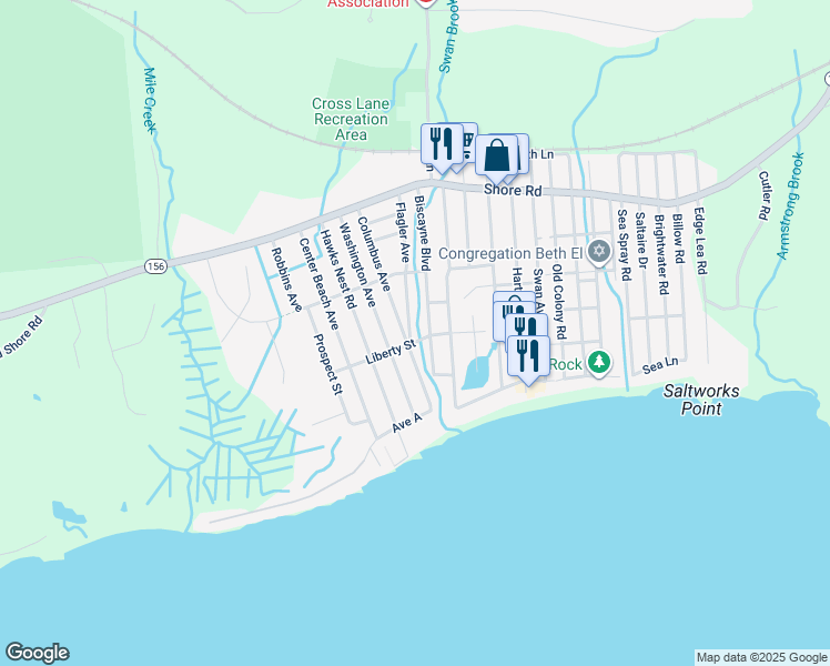map of restaurants, bars, coffee shops, grocery stores, and more near 48 Flagler Avenue in Old Lyme