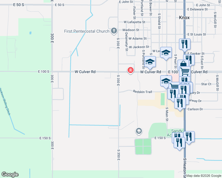 map of restaurants, bars, coffee shops, grocery stores, and more near 1003-1131 South Roosevelt Road in Knox